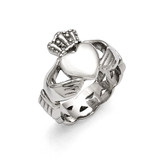 Chisel Polished Braided Claddagh Ring - Stainless Steel SR386