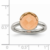 Polished Peach Glass Ring - Stainless Steel SR435