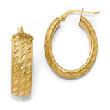 Diamond-cut Scratch-finish Oval Hoop Earrings 14k Gold Polished MPN: LE1124 UPC: 191101550706 Diamond-cut Scratch-finish Oval Hoop Earrings 14k Gold Polished MPN: LE1124 UPC: 191101550706