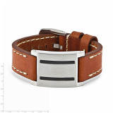Brown Leather with Carbon Fiber Buckle Bracelet - Stainless Steel SRB1089