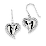 Polished Heart With Black And White Enamel CZ Earrings Sterling Silver MPN: QE12491 UPC: