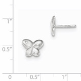 Polished & Satin CZ Butterfly Post Earrings Sterling Silver QE12890