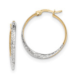 and Rhodium Textured and Polished Hoop Earrings 14k Gold MPN: TF732 UPC: 868044111174