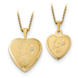 16mm Diamond I Love You Heart Locket-12mm Gold-plated SS Pendant 14k Gold MPN: XL685SET UPC: