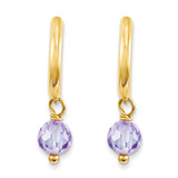 Purple CZ Dangle Half Hoop Earrings 14k Gold MPN: XY842 UPC: