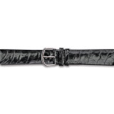 19mm Flat Black Genuine Crocodile Silver-tone Buckle Watch Band , MPN: BAW361-19, UPC: