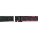 20mm Black with Red Ventilated Silicone Silver-tone Buckle Watch Band , MPN: BAW401-20, UPC: