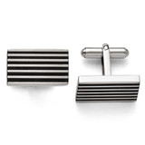 Chisel Brushed Black Rubber Cufflinks - Stainless Steel SRC272