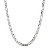Sterling Silver Rhodium-plated 6.5mm Figaro Chain 22 Inch, MPN: QFG180R-22