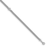 Sterling Silver Weaved Chain CroCZ Bracelet 7.5 Inch, MPN: QG4935-7.5