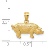 Pig Pendant 14k Gold Textured C4682