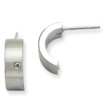 Chisel Synthetic Diamond Brushed & Polished Half Hoop Post Earrings - Stainless Steel SRE386 Chisel Synthetic Diamond Brushed & Polished Half Hoop Post Earrings - Stainless Steel SRE386