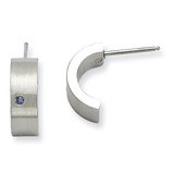 Chisel Blue Synthetic Diamond Brushed & Polished Half Hoop Post Earrings - Stainless Steel SRE387 Chisel Blue Synthetic Diamond Brushed & Polished Half Hoop Post Earrings - Stainless Steel SRE387