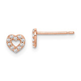 14k Gold CZ Diamond Rose Gold Heart Post Earrings, MPN: GK999, UPC: