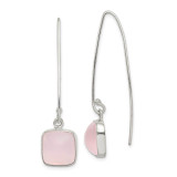 Sterling Silver Pink Sea Glass Dangle Earrings, MPN: QE14424, UPC: