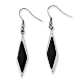 Chisel Black Glass Polished Fancy Dangle Earrings - Stainless Steel SRE602