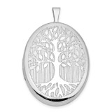 Sterling Silver Rhodium-plated Oval Tree Locket, MPN: QLS922, UPC: