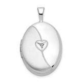 Sterling Silver 19mm Diamond Brushed and Polished Heart Oval Locket, MPN: QLS933, UPC: