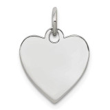 Sterling Silver Rhodium Plated Engravable Heart Polish Front & Back Disc Charm, MPN: QM390, UPC: