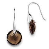 Chisel Polished Dark Brown Glass Shepherd Hook Earrings - Stainless Steel SRE854