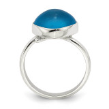 Large Blue Sea Glass Ring Sterling Silver QR7058