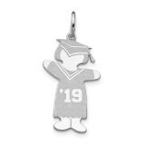 Sterling Silver Rhodium-plated Class of 2019 Girl Cuddle Charm, MPN: XK1966SS, UPC: