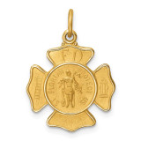 14k Gold Solid Polished Satin Small St. Florian Fire Dept. Badge Medal, MPN: XR1709, UPC: