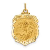 14k Gold Solid Polished Satin Small St. Michael Badge Medal, MPN: XR1721, UPC: