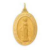 14k Gold Solid Polished Satin Large Oval Miraculous Medal, MPN: XR1747, UPC: