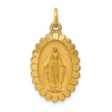 14k Gold Solid Polished Satin Medium Oval Scalloped Miraculous Medal, MPN: XR1752, UPC: