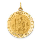14k Gold Solid Polished Satin Medium Round St. Christopher Medal, MPN: XR1791, UPC:
