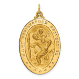 14k Gold Solid Polished Satin Large Oval St. Christopher Medal, MPN: XR1805, UPC: