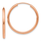 14k Rose Gold Polished Round Endless 2mm Hoop Earrings, MPN: XY1249, UPC: