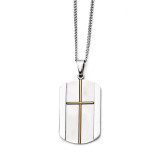 Chisel Yellow IP-plated Cross Brushed Polished Necklace - Stainless Steel SRN1349
