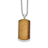 Chisel Tiger's Eye Dog Tag Pendant Necklace - Stainless Steel SRN1362