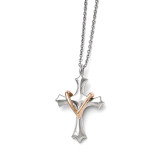 Chisel Polished Rose IP-plated Cross Necklace - Stainless Steel SRN1479