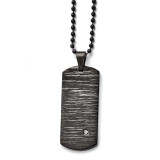 Chisel Brushed Polished Black IP-plated with Synthetic Diamond Necklace - Stainless Steel SRN1595