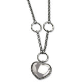 Chisel Dangle Heart 18 with 1 Inch Extension Necklace - Stainless Steel SRN606 Chisel Dangle Heart 18 with 1 Inch Extension Necklace - Stainless Steel SRN606