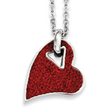Chisel Red Crystal Heart Pendant Necklace - Stainless Steel SRN787