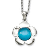 Chisel Flower with Blue Agate Pendant Necklace - Stainless Steel SRN892 Chisel Flower with Blue Agate Pendant Necklace - Stainless Steel SRN892
