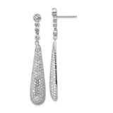 Sterling Silver Rhodium Plated CZ Diamond Teardrop Post Dangle Earrings, MPN: QCM1125, UPC: 191101548512