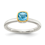 Sterling Silver with 14k Gold Accent Light Swiss Blue Topaz Ring, MPN: QTC1721, UPC:
