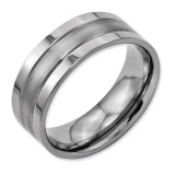Chisel Grooved 8mm Brushed and Polished Band - Titanium TB189