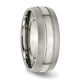 Grooved 8mm Brushed and Polished Band - Titanium TB191