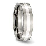 Sterling Silver Inlay Flat 6mm Polished Band - Titanium TB208