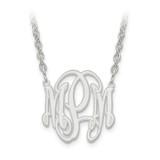 Sterling Silver Rhodium-plated Circular Etched Outline Monogram Plate with Chain, MPN: XNA552SS, UPC: 886774580661