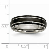 Grooved 6mm Black IP-plated Polished Band - Titanium TB317