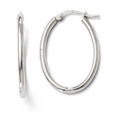 Polished Oval Hinged Hoop Earrings - 10k White Gold 10LE194 by Leslie's Jewelry