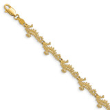 3-D Seahorse Link Bracelet 14k Gold Textured, MPN: FB1817-7, UPC: 63721812147