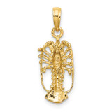 Florida Lobster with Out Claws Charm 14k Gold K8035